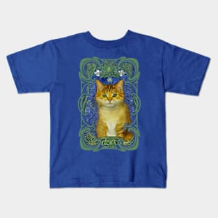 Portrait of a Cute Kitten in Vintage Tiffany Style Stained Glass Kids T-Shirt